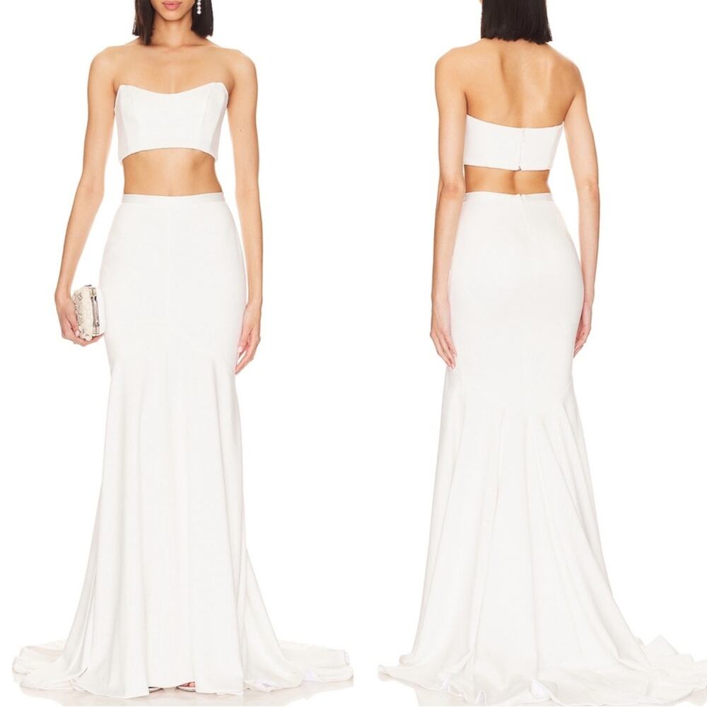 KATIE MAY Noel and Jean Mimi Off White Bridal Maxi Skirt with Train Size M